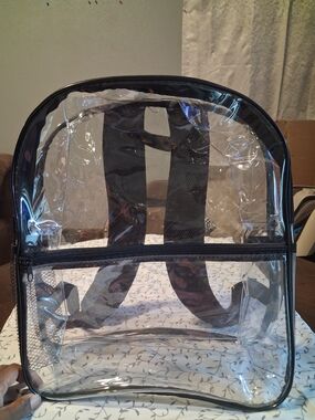 Clear PVC Backpack with Black Trim